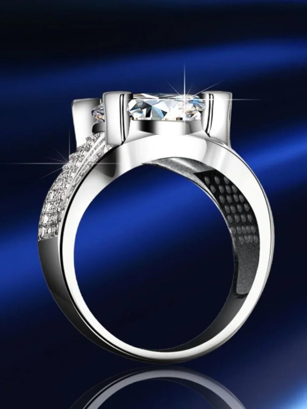 #Certified 5 ct. t.w. Moissanite Men Premium Bold GRA D Moissanite Ring